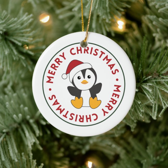 Penguin Christmas Snow Winter Animals Penguins Cer Ceramic Tree Decoration (Tree)