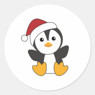 Penguin Christmas Snow Winter Animals Penguins Classic Round Sticker