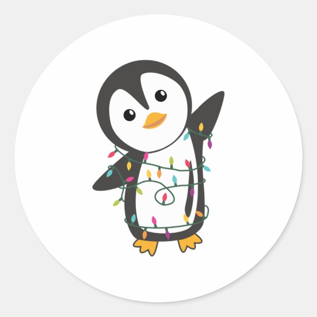 Penguin Christmas Snow Winter Animals Penguins Classic Round Sticker (Front)