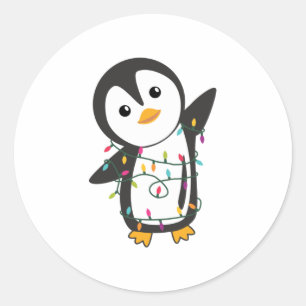 Penguin Christmas Snow Winter Animals Penguins Classic Round Sticker