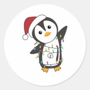 Penguin Christmas Snow Winter Animals Penguins Classic Round Sticker