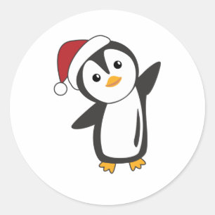 Penguin Christmas Snow Winter Animals Penguins Classic Round Sticker