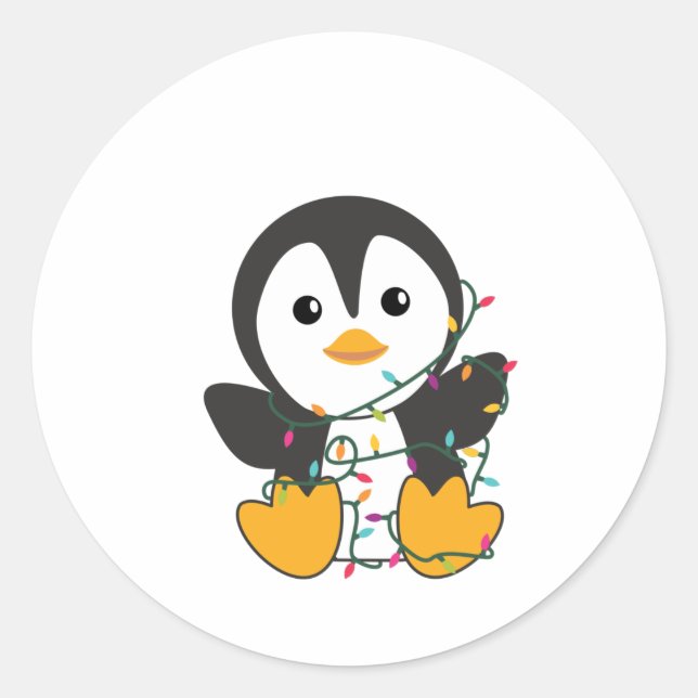 Penguin Christmas Snow Winter Animals Penguins Classic Round Sticker (Front)