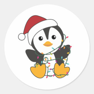 Penguin Christmas Snow Winter Animals Penguins Classic Round Sticker