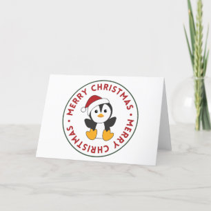 Penguin Christmas Snow Winter Animals Penguins Hol Holiday Card