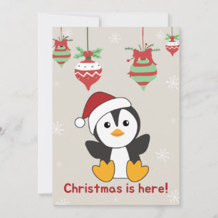 Penguin Christmas Snow Winter Animals Penguins Hol Holiday Card