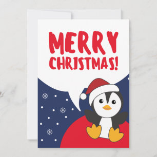 Penguin Christmas Snow Winter Animals Penguins Hol Holiday Card