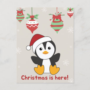 Penguin Christmas Snow Winter Animals Penguins Hol Holiday Postcard