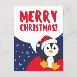Penguin Christmas Snow Winter Animals Penguins Hol Holiday Postcard