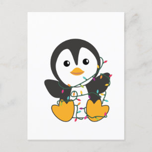 Penguin Christmas Snow Winter Animals Penguins Holiday Postcard