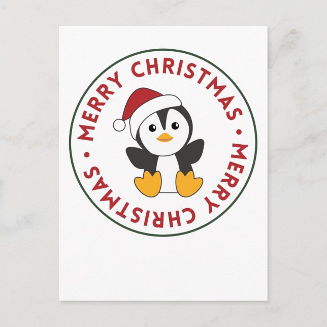 Penguin Christmas Snow Winter Animals Penguins Holiday Postcard (Front)