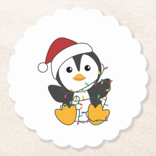 Penguin Christmas Snow Winter Animals Penguins Paper Coaster