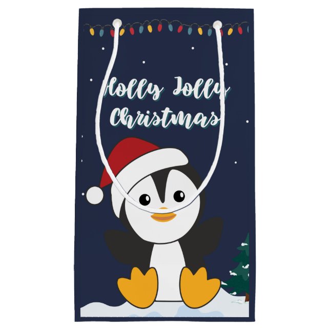 Penguin Christmas Snow Winter Animals Penguins Sma Small Gift Bag (Front)