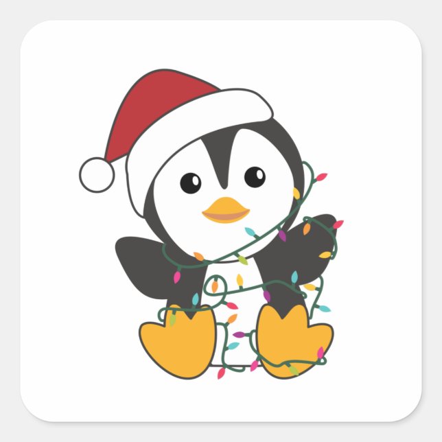 Penguin Christmas Snow Winter Animals Penguins Square Sticker (Front)