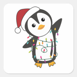 Penguin Christmas Snow Winter Animals Penguins Square Sticker
