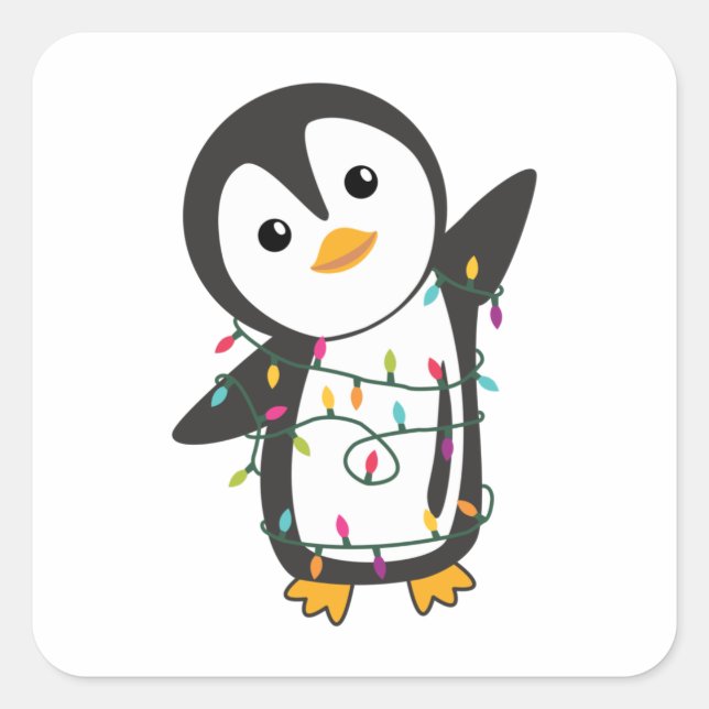 Penguin Christmas Snow Winter Animals Penguins Square Sticker (Front)