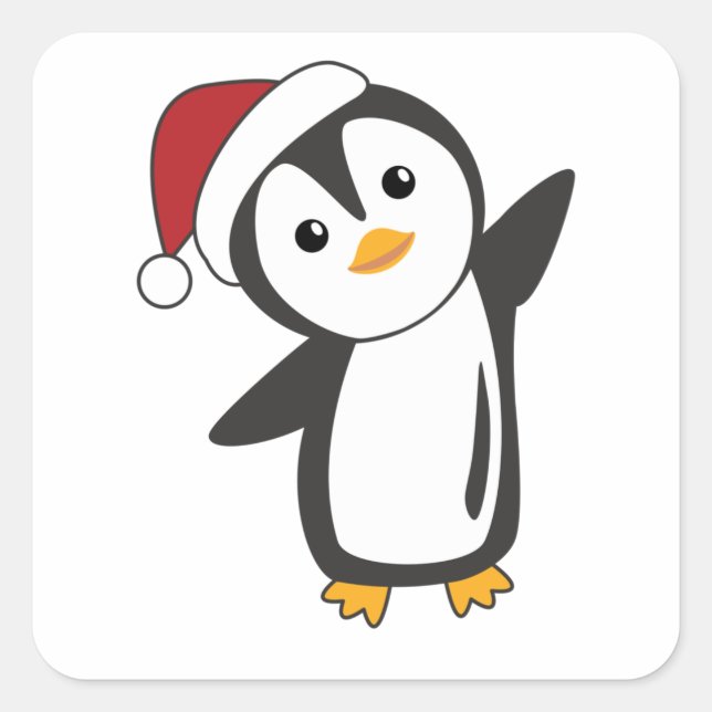 Penguin Christmas Snow Winter Animals Penguins Square Sticker (Front)