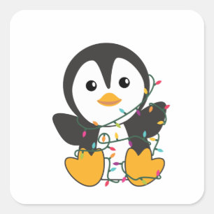 Penguin Christmas Snow Winter Animals Penguins Square Sticker