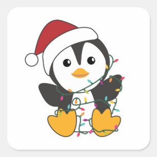 Penguin Christmas Snow Winter Animals Penguins Square Sticker