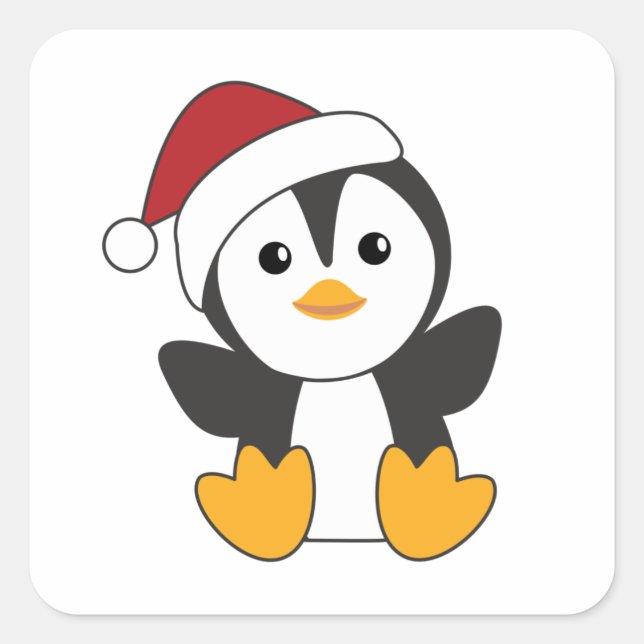 Penguin Christmas Snow Winter Animals Penguins Square Sticker (Front)