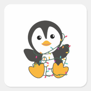 Penguin Christmas Snow Winter Animals Penguins Square Sticker