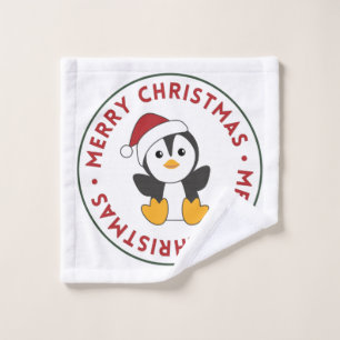 Penguin Christmas Snow Winter Animals Penguins Was Wash Cloth