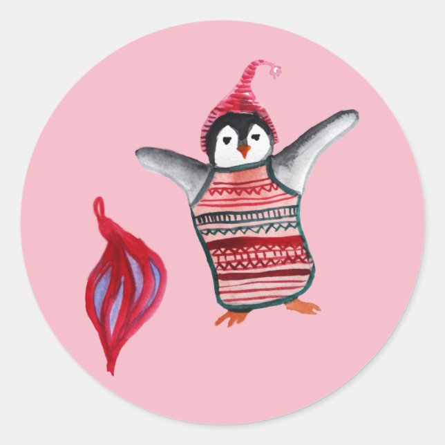 Penguin  Christmas Sticker (Front)