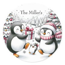 Penguin Christmas Sticker Personalised