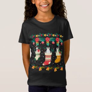 Penguin Christmas Stocks X-mas Lights Pajama Match T-Shirt