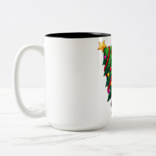 Penguin Christmas Tree Carrier Two-Tone Coffee Mug