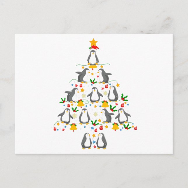 Penguin Christmas Tree Gift, Penguin Lovers Postcard (Front)