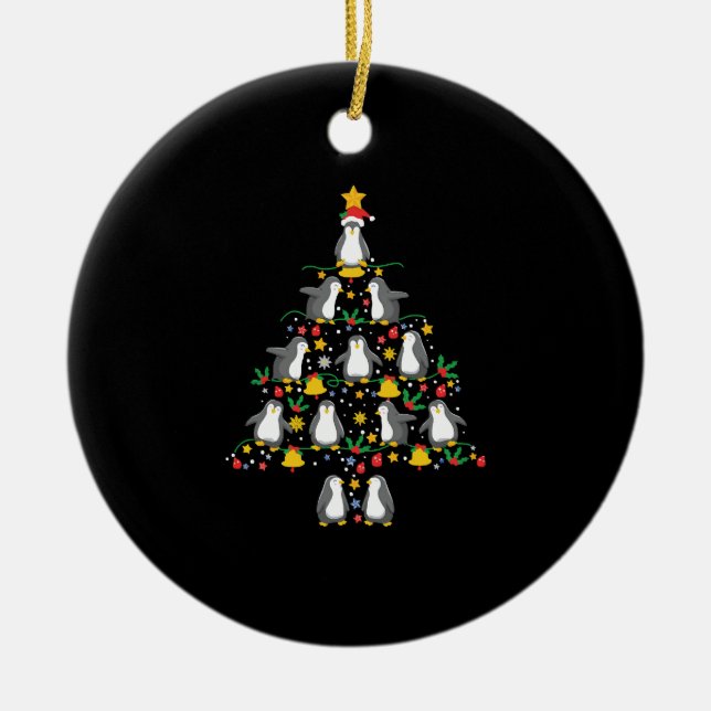 Penguin Christmas Tree Penguin Christmas Lights Ceramic Tree Decoration (Front)