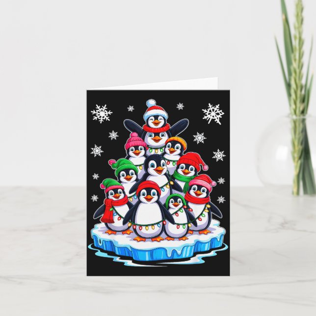 Penguin Christmas Tree Penguin Lover Xmas For Men  Card (Front)