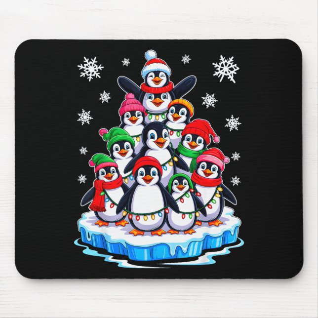 Penguin Christmas Tree Penguin Lover Xmas For Men  Mouse Mat (Front)