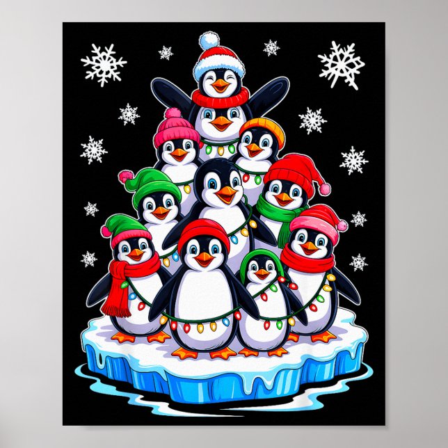 Penguin Christmas Tree Penguin Lover Xmas For Men  Poster (Front)