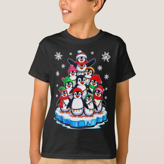 Penguin Christmas Tree Penguin Lover Xmas For Men  T-Shirt (Front)