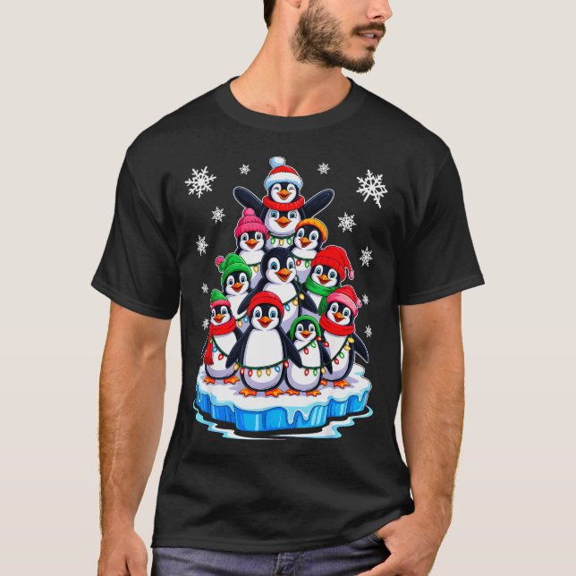 Penguin Christmas Tree Penguin Lover Xmas For Men  T-Shirt (Front)