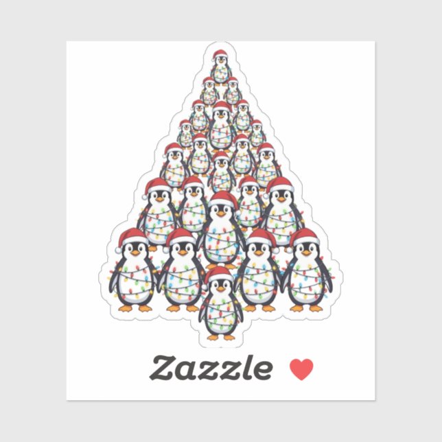 Penguin Christmas Tree Santa Hat Christmas Lights  (Sheet)