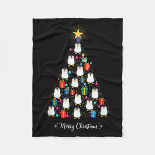 Penguin Christmas Tree Xmas Day Holiday Men &amp;  Fleece Blanket