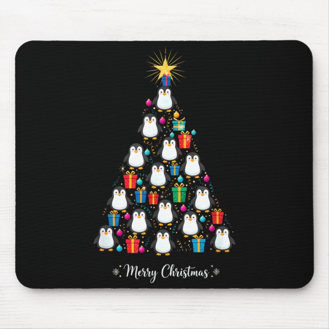 Penguin Christmas Tree Xmas Day Holiday Men &amp;  Mouse Mat (Front)