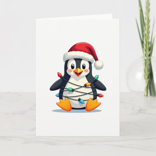 Penguin Christmas Winter Animals Holiday Card (Front)