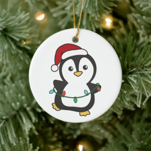 Penguin Christmas Winter Animals Holiday Penguines Ceramic Tree Decoration