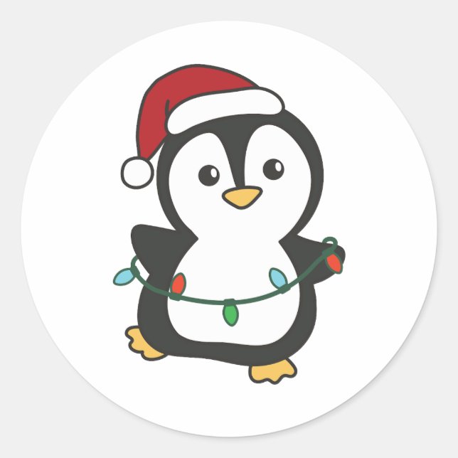 Penguin Christmas Winter Animals Holiday Penguines Classic Round Sticker (Front)