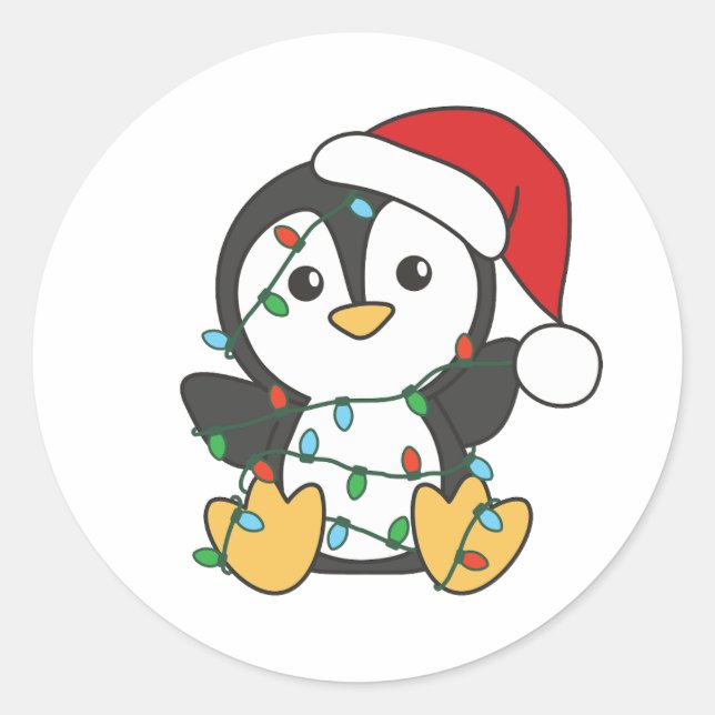 Penguin Christmas Winter Animals Holiday Penguines Classic Round Sticker (Front)