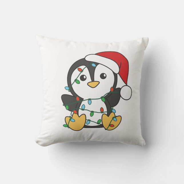 Penguin Christmas Winter Animals Holiday Penguines Cushion (Front)
