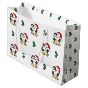 Penguin Christmas Winter Animals Holiday Penguines Large Gift Bag