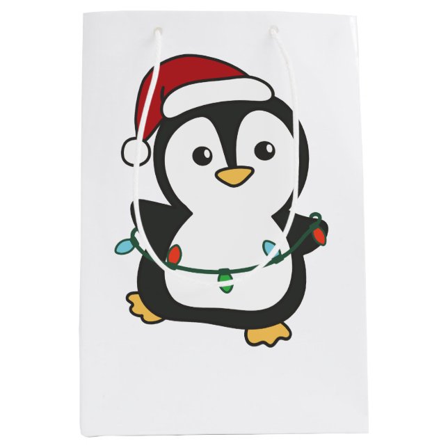 Penguin Christmas Winter Animals Holiday Penguines Medium Gift Bag (Front)