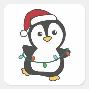 Penguin Christmas Winter Animals Holiday Penguines Square Sticker