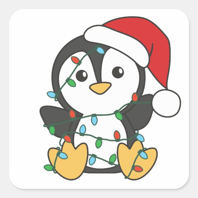 Penguin Christmas Winter Animals Holiday Penguines Square Sticker (Front)