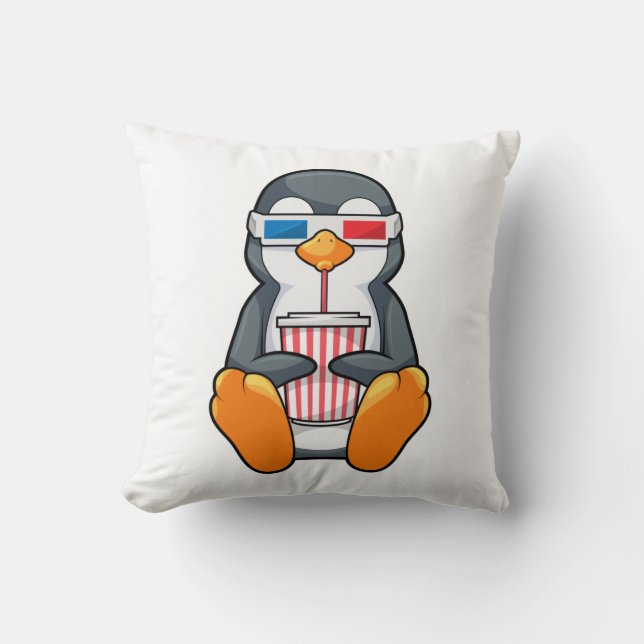 Penguin Cinema Glasses Drinking cup Cushion (Front)